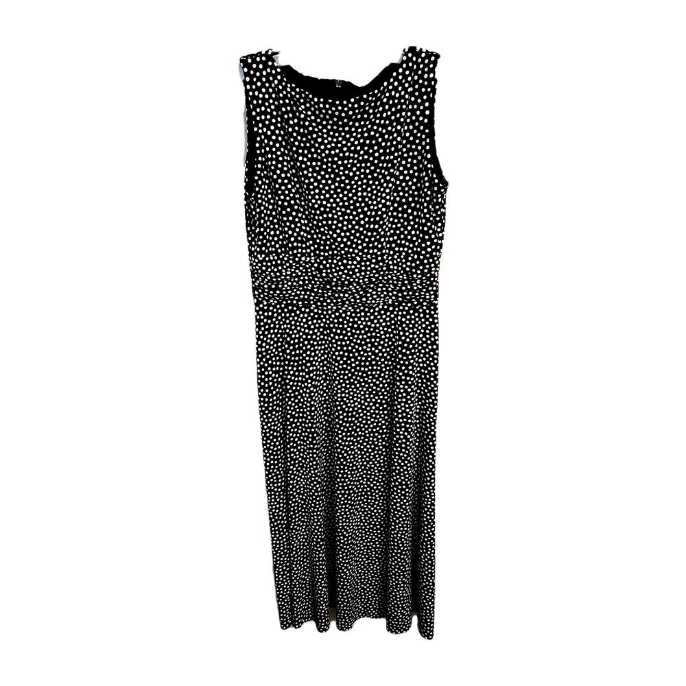 Dressbarn Brown Polka Dot Sleeveless Flowy‎ Casual Maxi Dress Womans Size 10